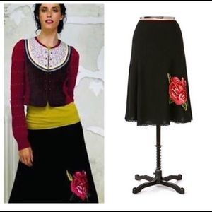 Anthropologie Viola embroidered sweater skirt